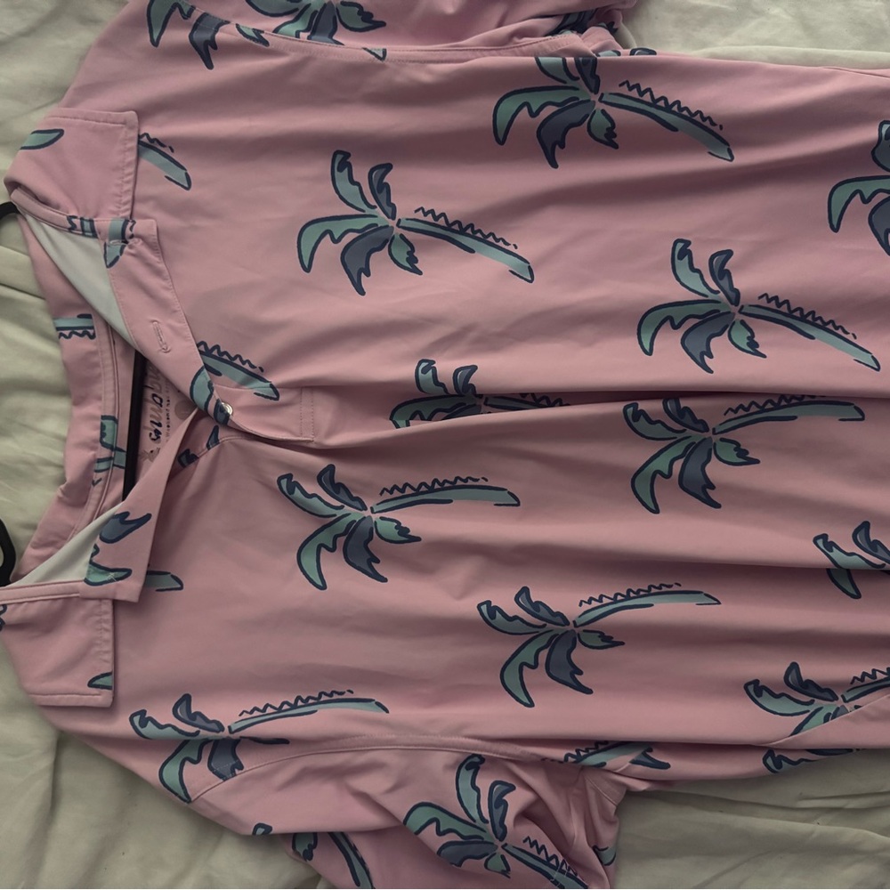 Chubbies Pink and Blue Palm Tree Golf Polo